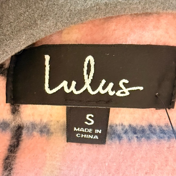 NWT Lulus “Warm Front” Light Pink Plaid Longline Wool Blend Coat  Size Small - Picture 5 of 16